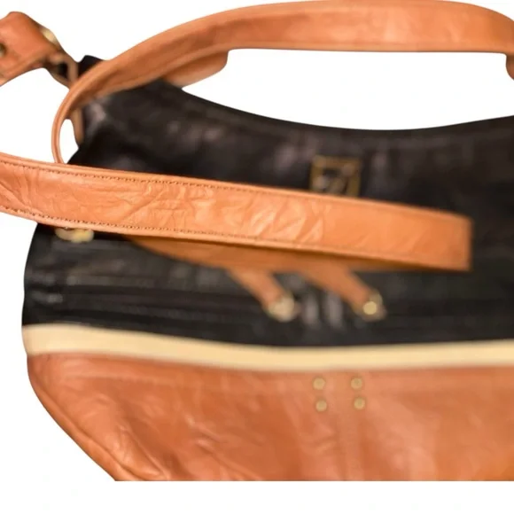 Stone Mountain Leather Hobo Handbag Black Brown & Tan - Picture 5 of 10